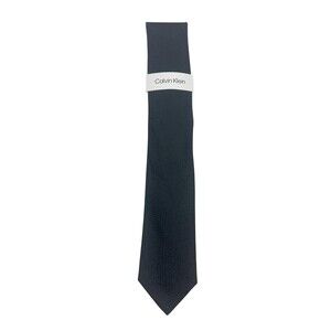 Calvin Klein Tie Mens OS Black Polyester Silk Geometric Jacquard Classic Necktie